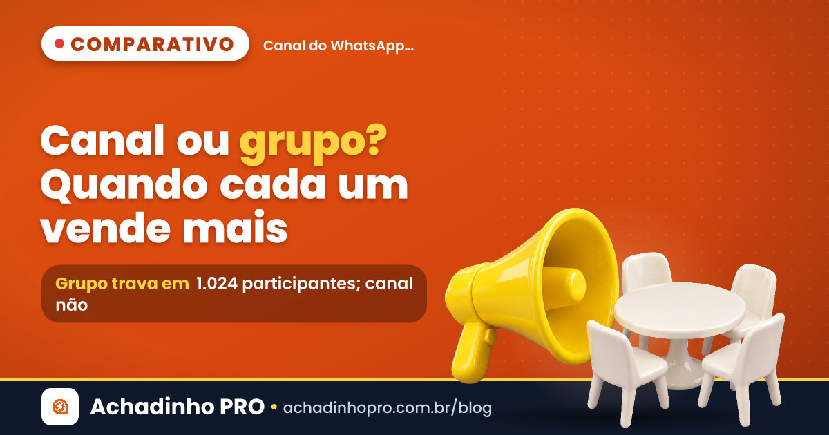 Capa sobre canal do WhatsApp para afiliado: quando o canal vence o grupo em alcance e quando o grupo converte mais